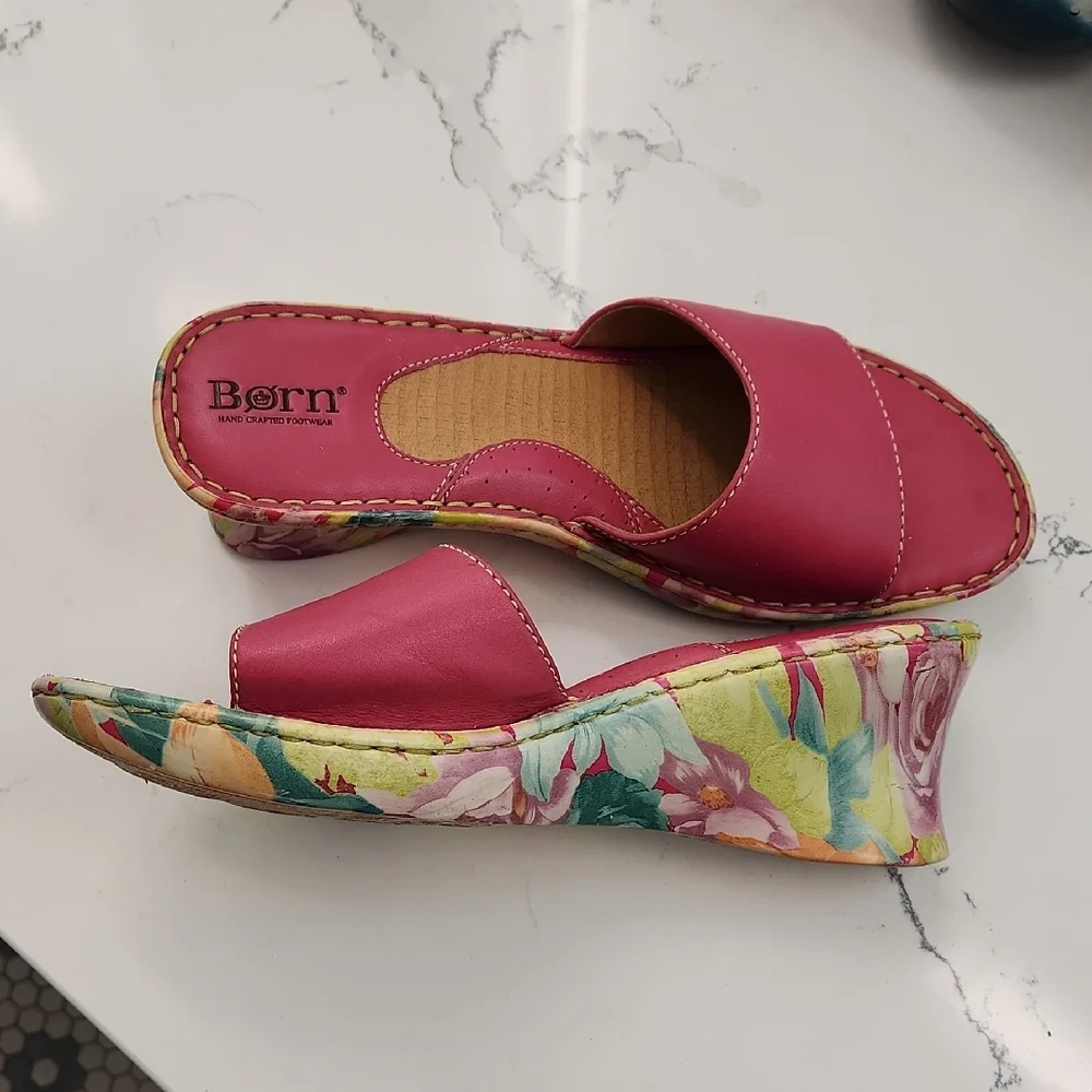 ❤️Born Pink Floral Sandals with Leather Cross-Band Design ❤️Valentine's Day Pink - Picture 3 of 8